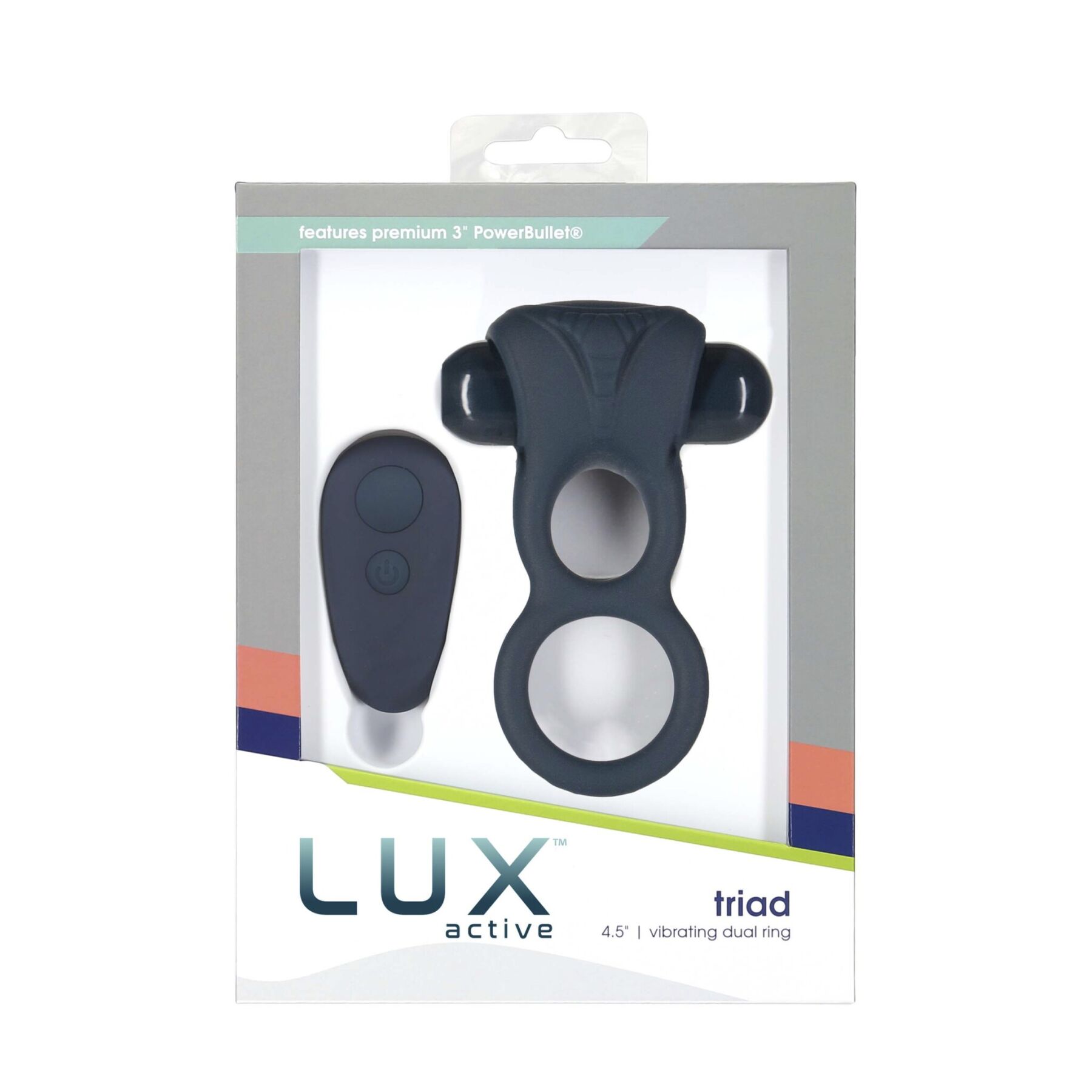    Lux Active  Triad  Vibrating Dual Cock Ring,     