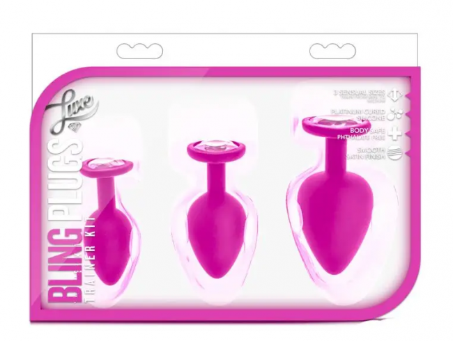 Набор анальных пробок Luxe Bling Plugs Trainning Kit Pink