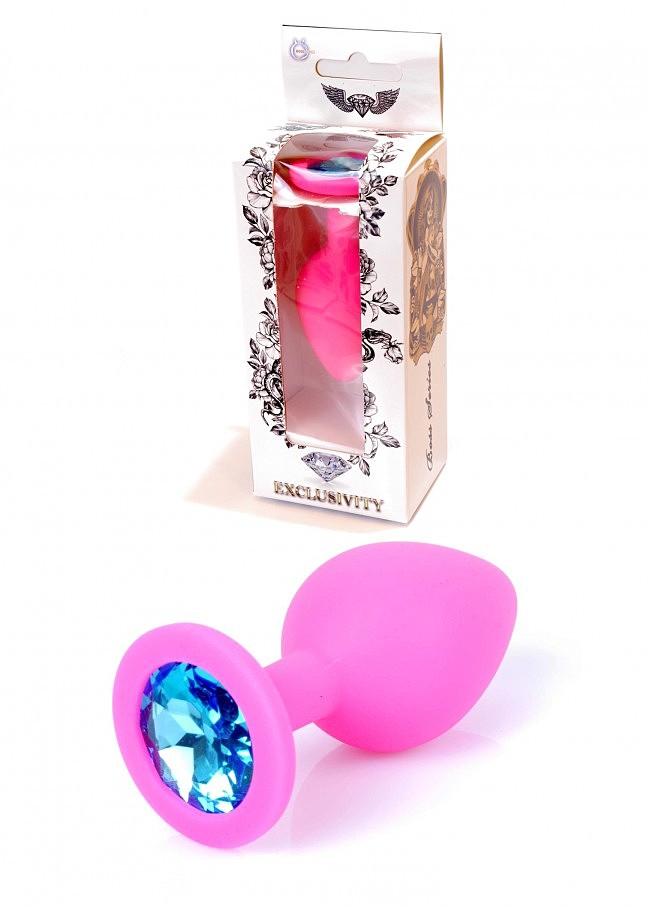   -Jewellery Pink Silikon PLUG MediumLight Blue Diamond