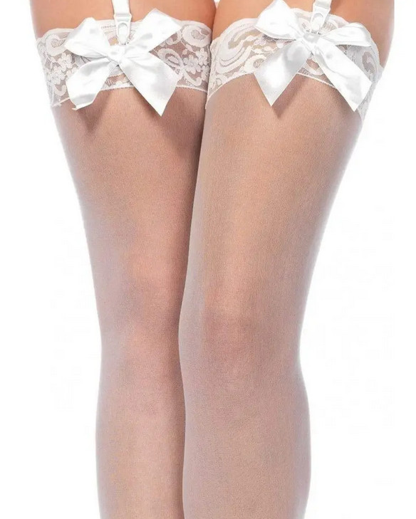      Leg Avenue Sheer Thigh Highs Lace Top O/S