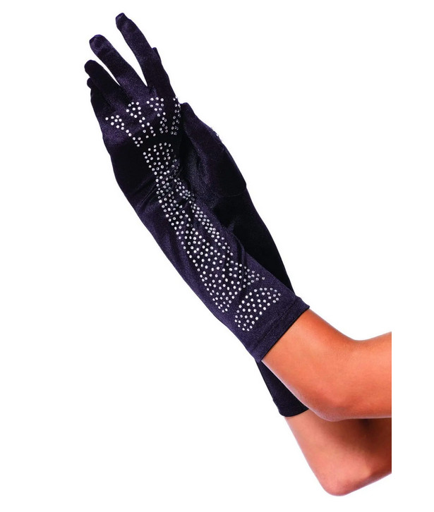     Skeleton Bone Elbow Length Gloves  Rhinestone Leg Avenue, 