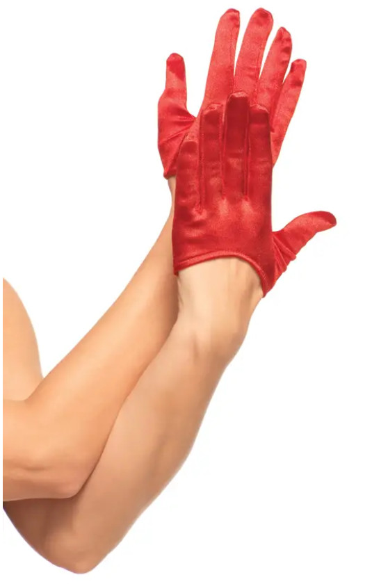   One Size Mini Cropped Satin Gloves  Leg Avenue