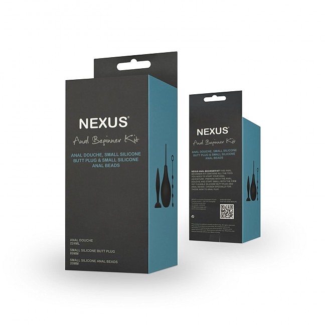 Nexus ANAL BEGINNER KIT Douche 224ml, Silicone Beads 20mm, Small Silicone Butt Plug