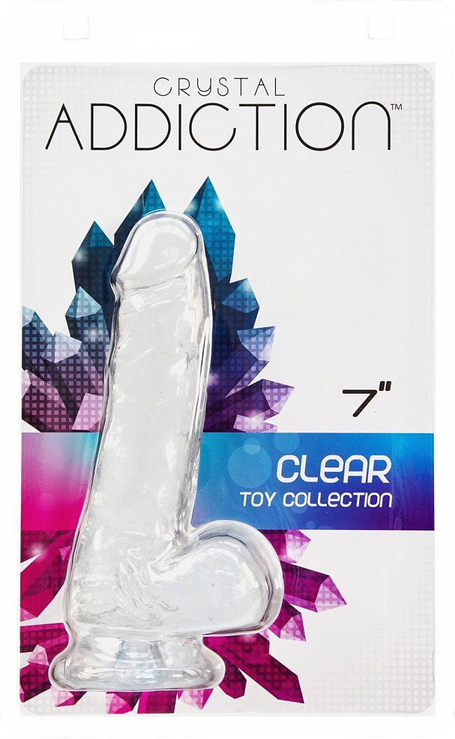  ADDICTION — Crystal Clear Dildo with Balls — 7»