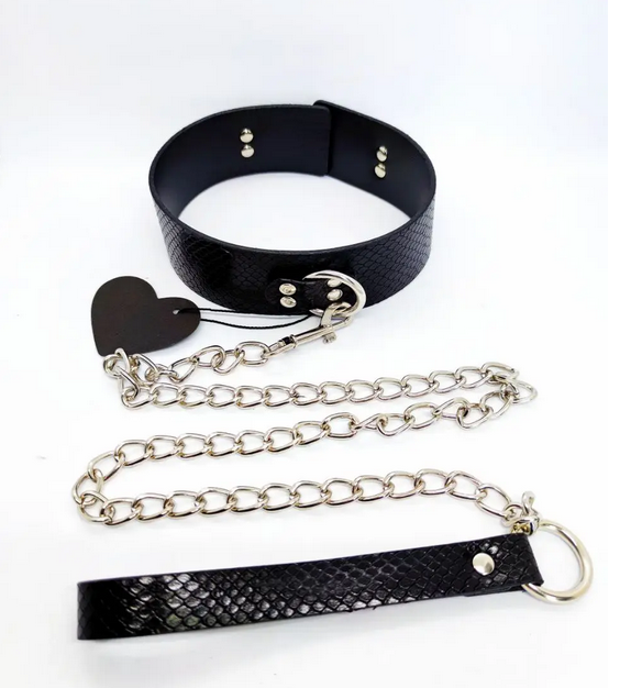    DS Fetish Collar with leash black