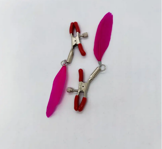    DS Fetish Nipple clamps feather L red