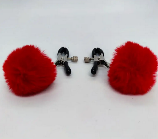   DS Fetish Nipple clamps metal poliester red