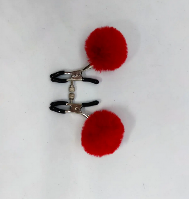    DS Fetish Nipple clamps metal poliester red