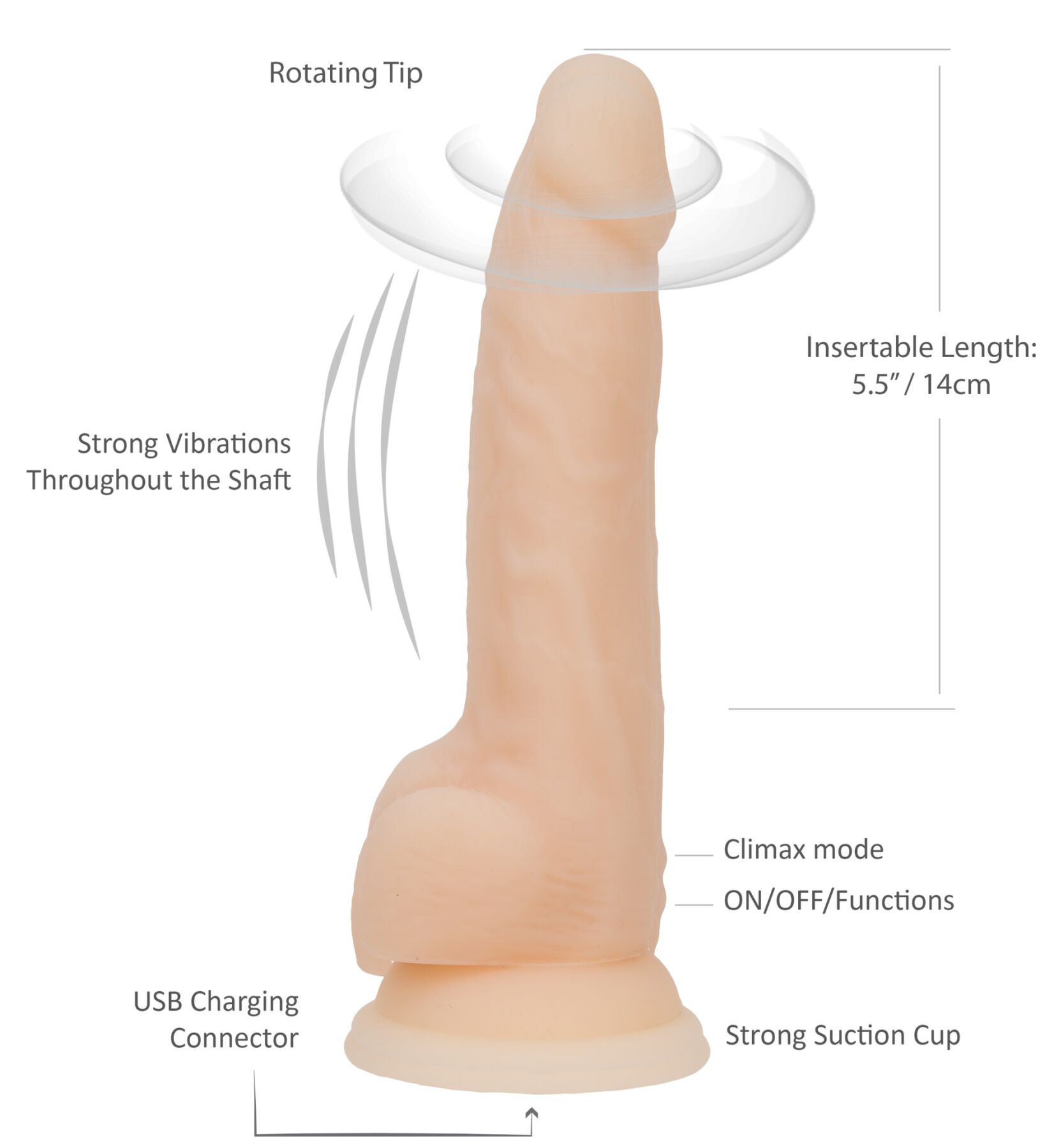 Фаллоимитатор ADDICTION — Naked — 8» Rotating & Vibrating Dildo with Remote – Vanilla