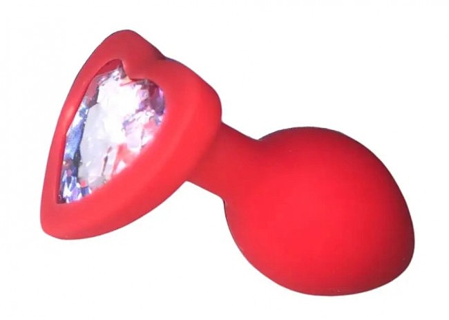   Red Silicone Heart White S