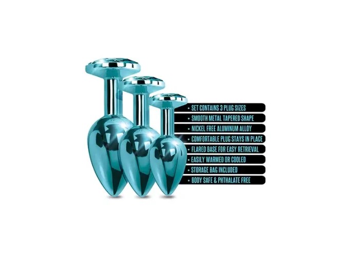    Global Novelties NIXIE METAL BUTT PLUG TRAINER SET, BLUE METALLIC