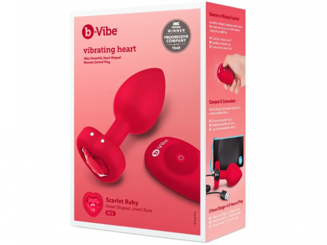        B-Vibe Vibrating Heart Plug M/L Red