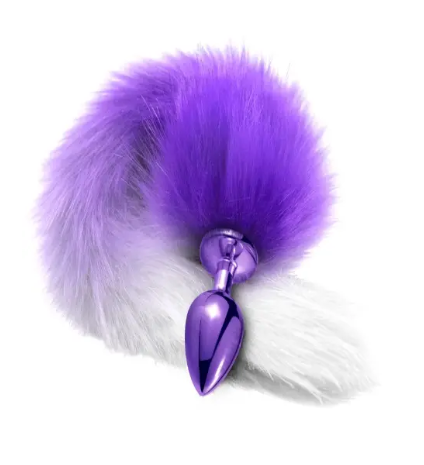     Global Novelties NIXIE METAL BUTT PLUG WITH OMBRE TAIL, PURPLE METALLIC