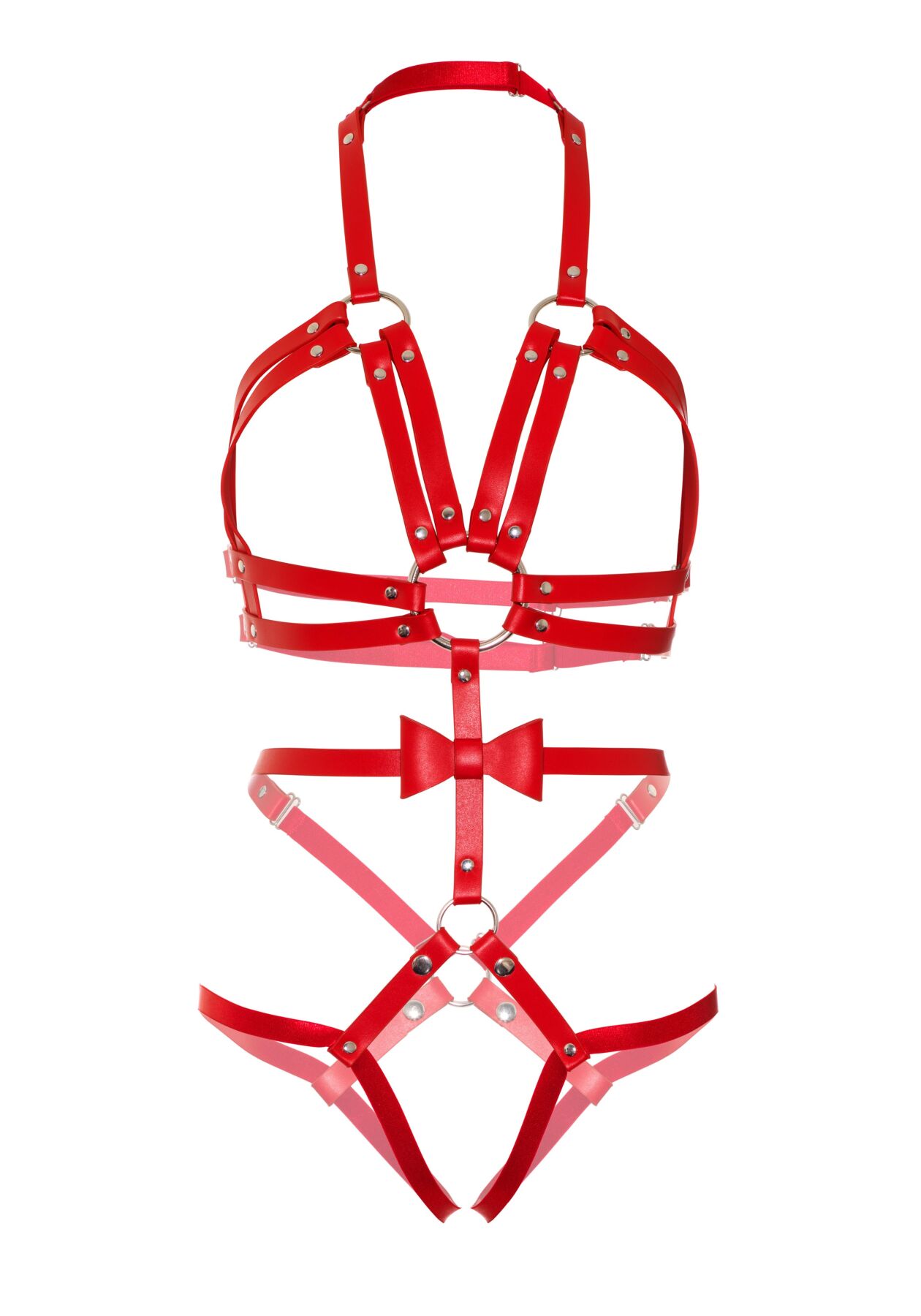 Leg Avenue Studded O-ring harness teddy Red