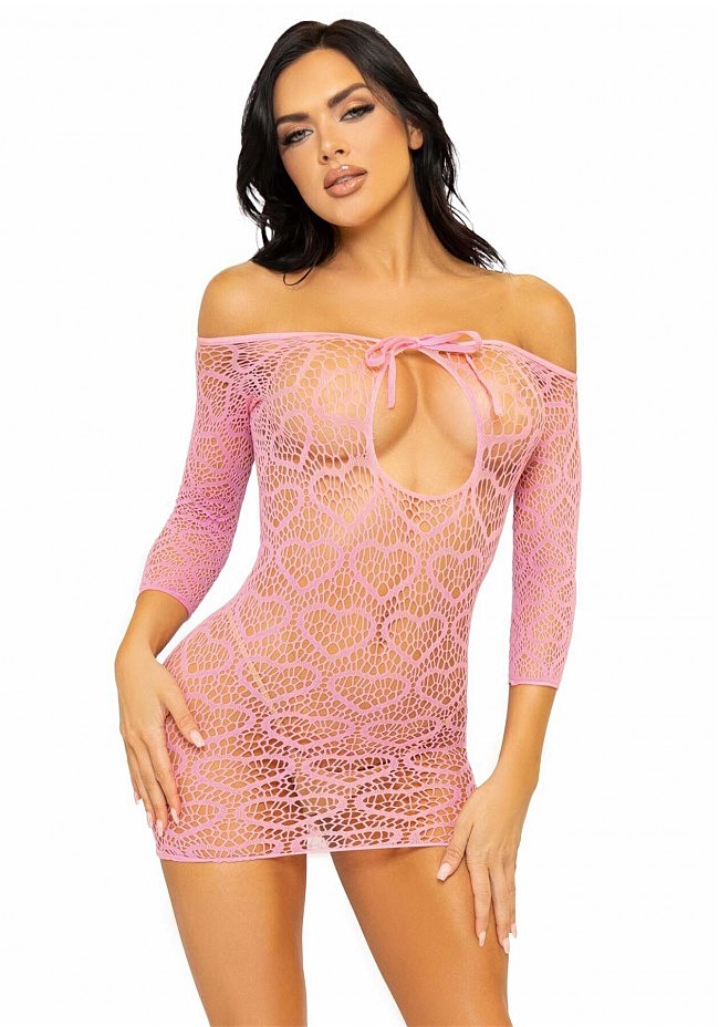 -   Leg Avenue Heart net mini dress Pink, ,  , one size
