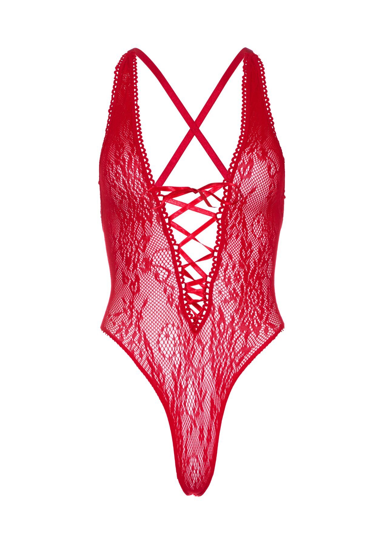   Leg Avenue Floral lace thong teddy Red,   , one size