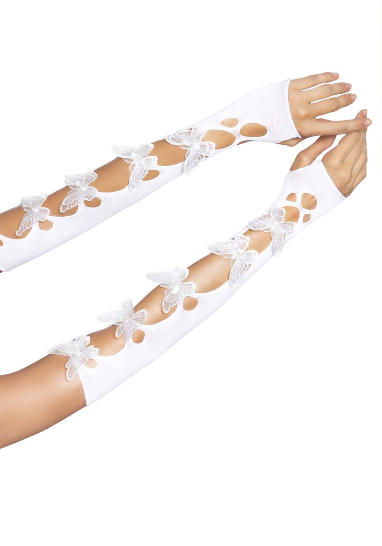 Leg Avenue Butterfly applique arm warmers White