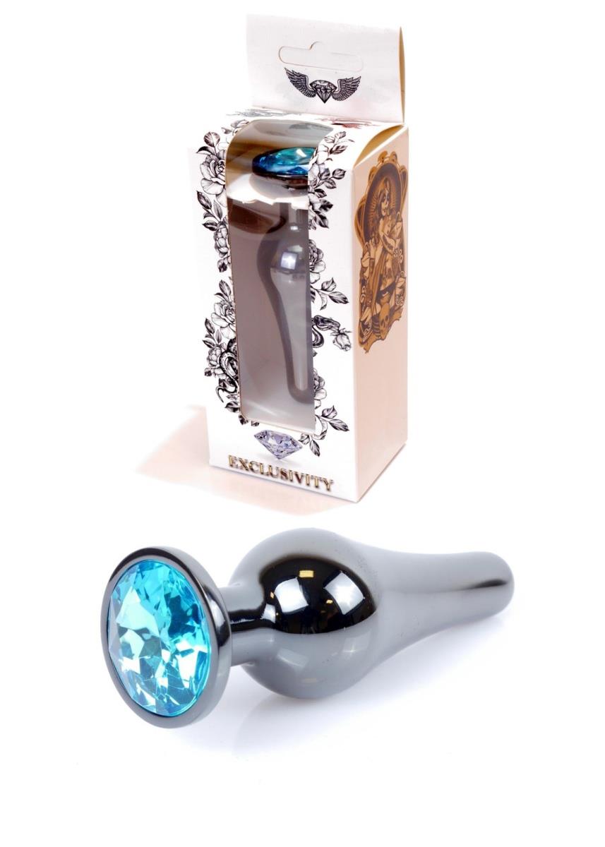    Jewellery Dark Silver Butt Plug Light Blue