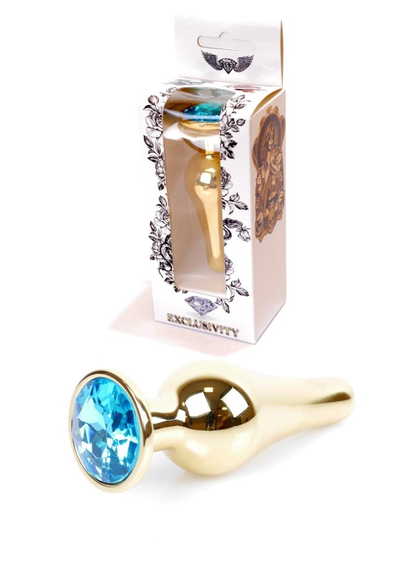    Jewellery Gold Butt Plug Light Blue BOSS, 3 