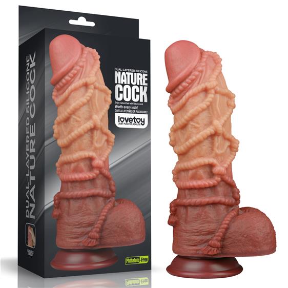    LoveToy Dual-Layered Silicone Cock With Rope 10.5» Flesh