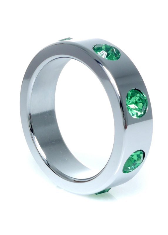   Pier&#347;cie&#324;-Metal Cock Ring with Green Diamonds Large