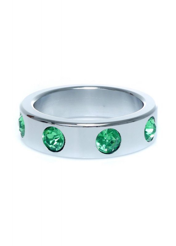   Pier&#347;cie&#324;-Metal Cock Ring with Green Diamonds Large