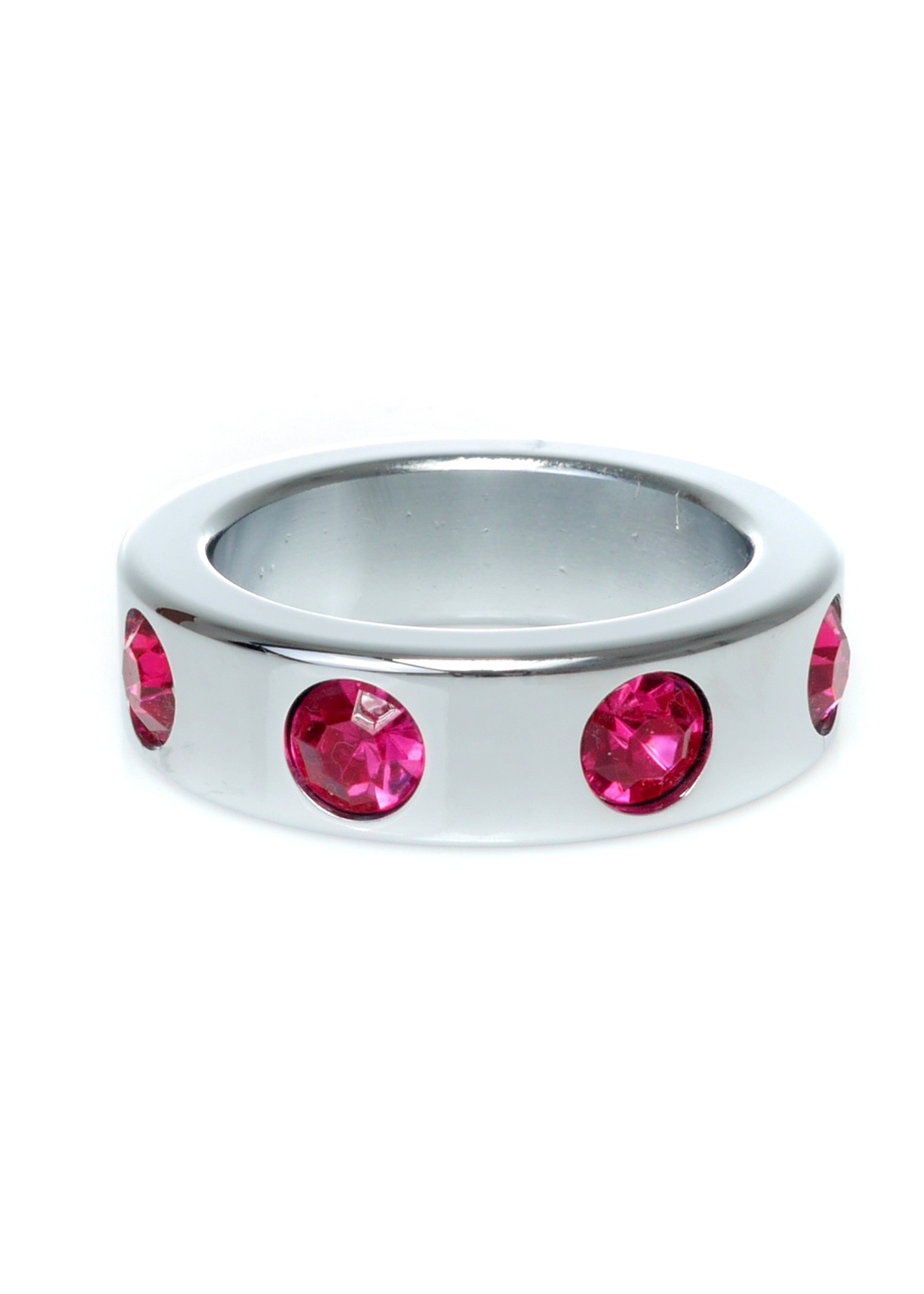    Pier&#347;cie&#324;-Metal Cock Ring with Pink Diamonds Medium