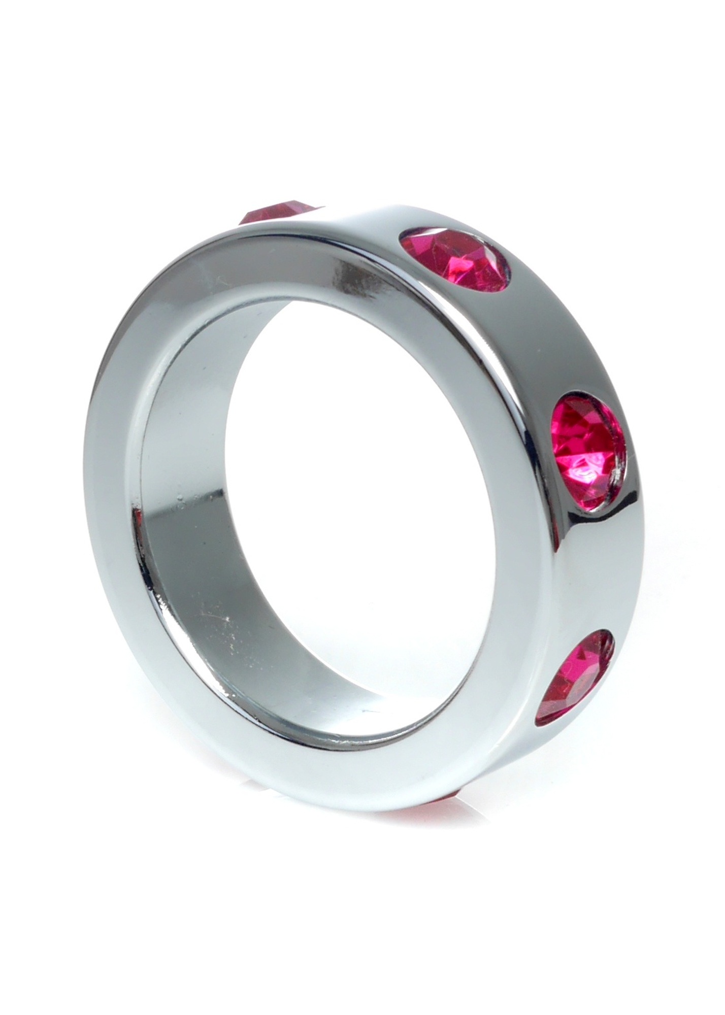    Pier&#347;cie&#324;-Metal Cock Ring with Pink Diamonds Medium