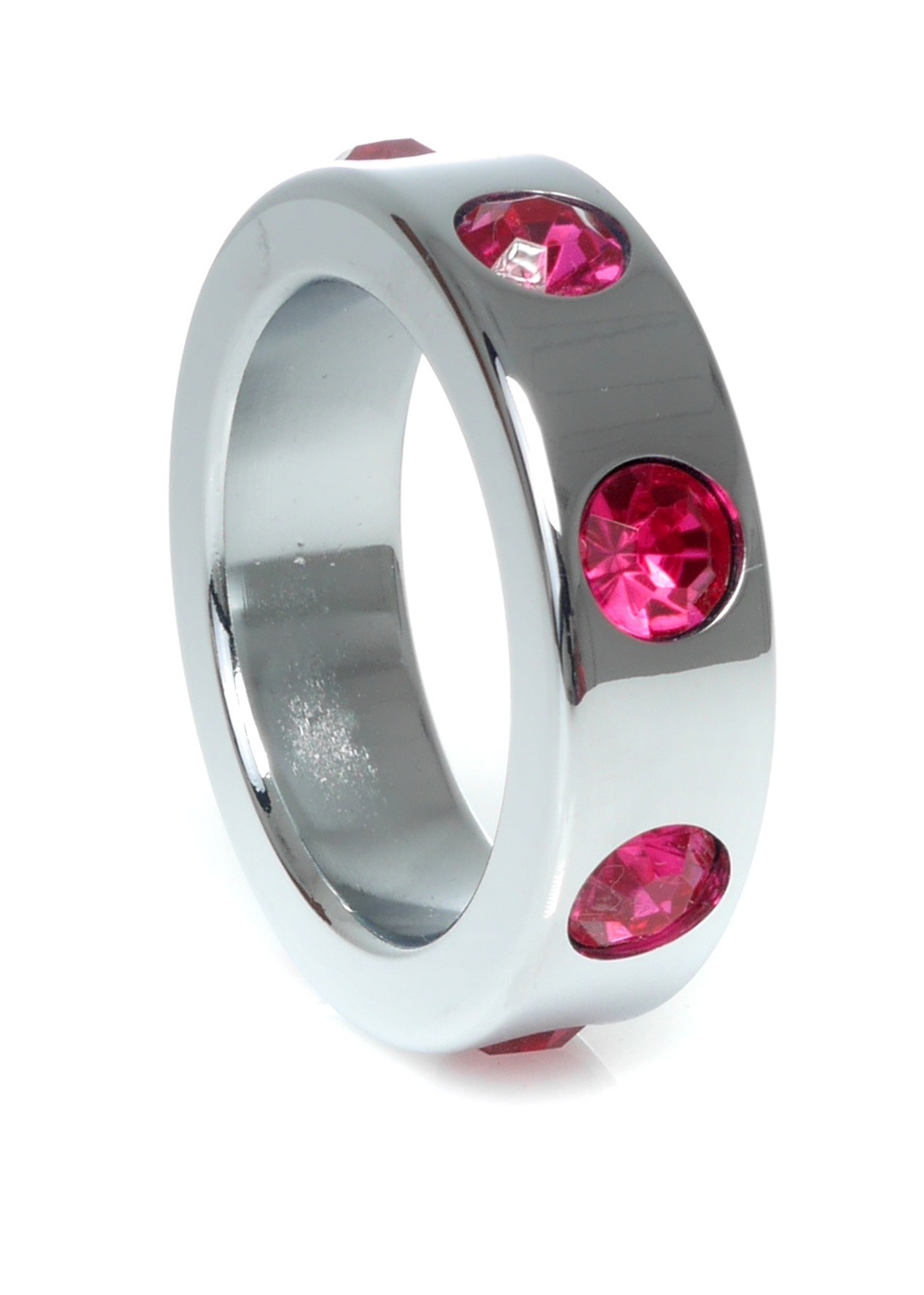    Pier&#347;cie&#324;-Metal Cock Ring with Pink Diamonds Medium