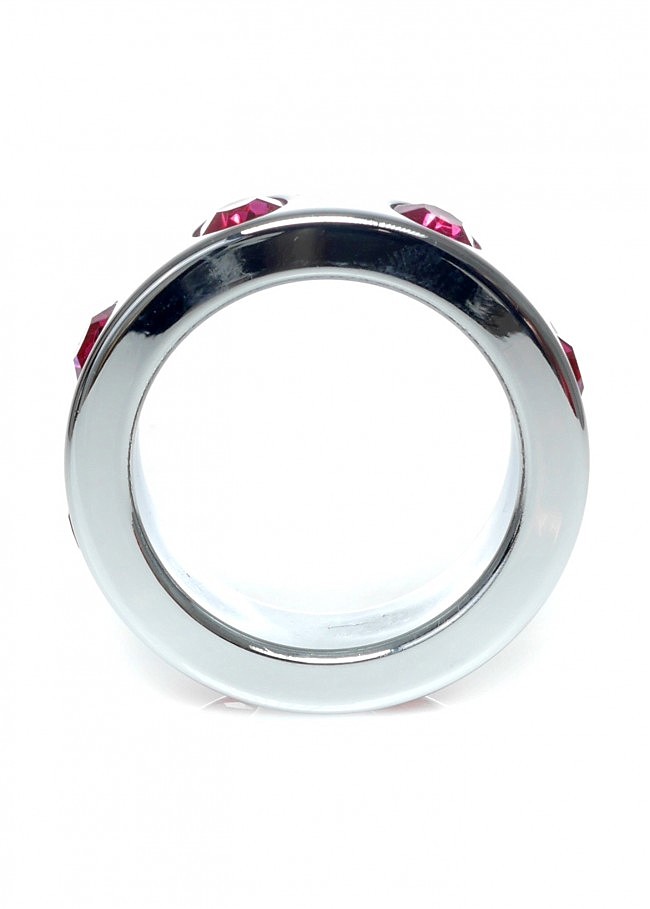    Pier&#347;cie&#324;-Metal Cock Ring with Pink Diamonds Medium