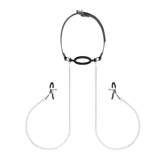      Bedroom Fantasies Nipple Clamps & Silicone Gag Ring