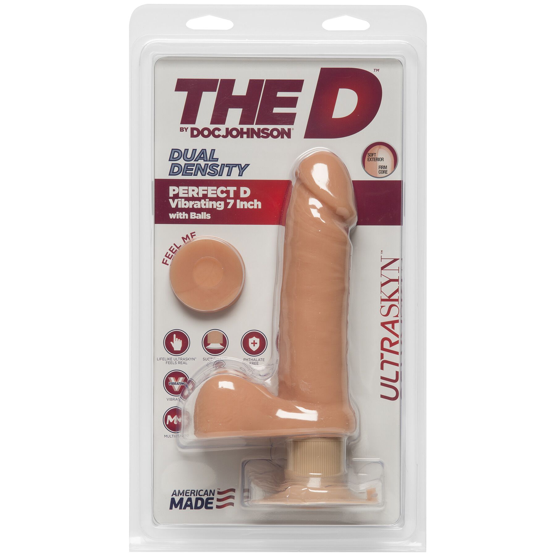  Doc Johnson The D  Perfect D  Vibrating 7 Inch With Balls  ULTRASKYN,  4,5