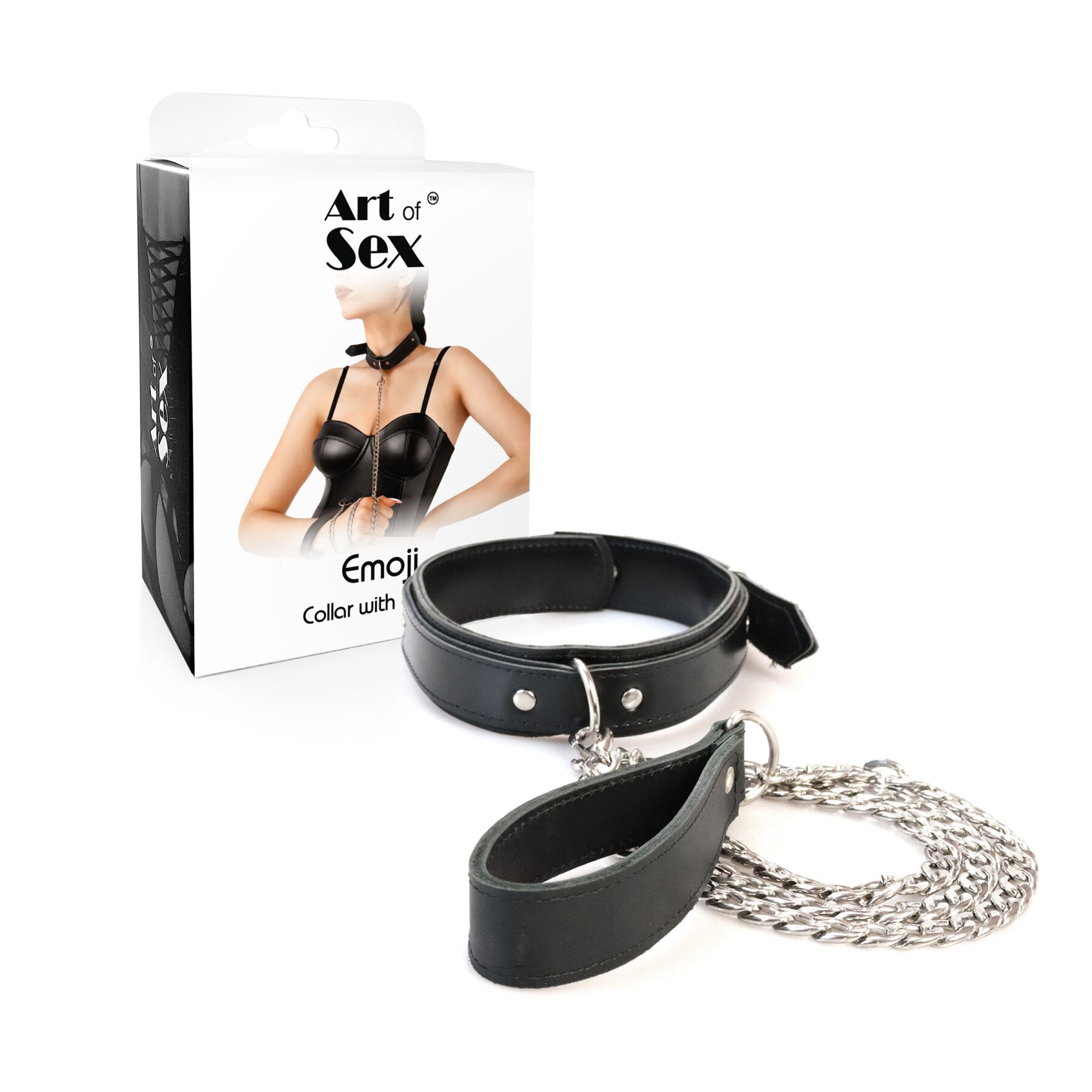  c    Art of Sex Emoji Collar with Leash Black