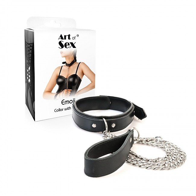  c    Art of Sex Emoji Collar with Leash Black