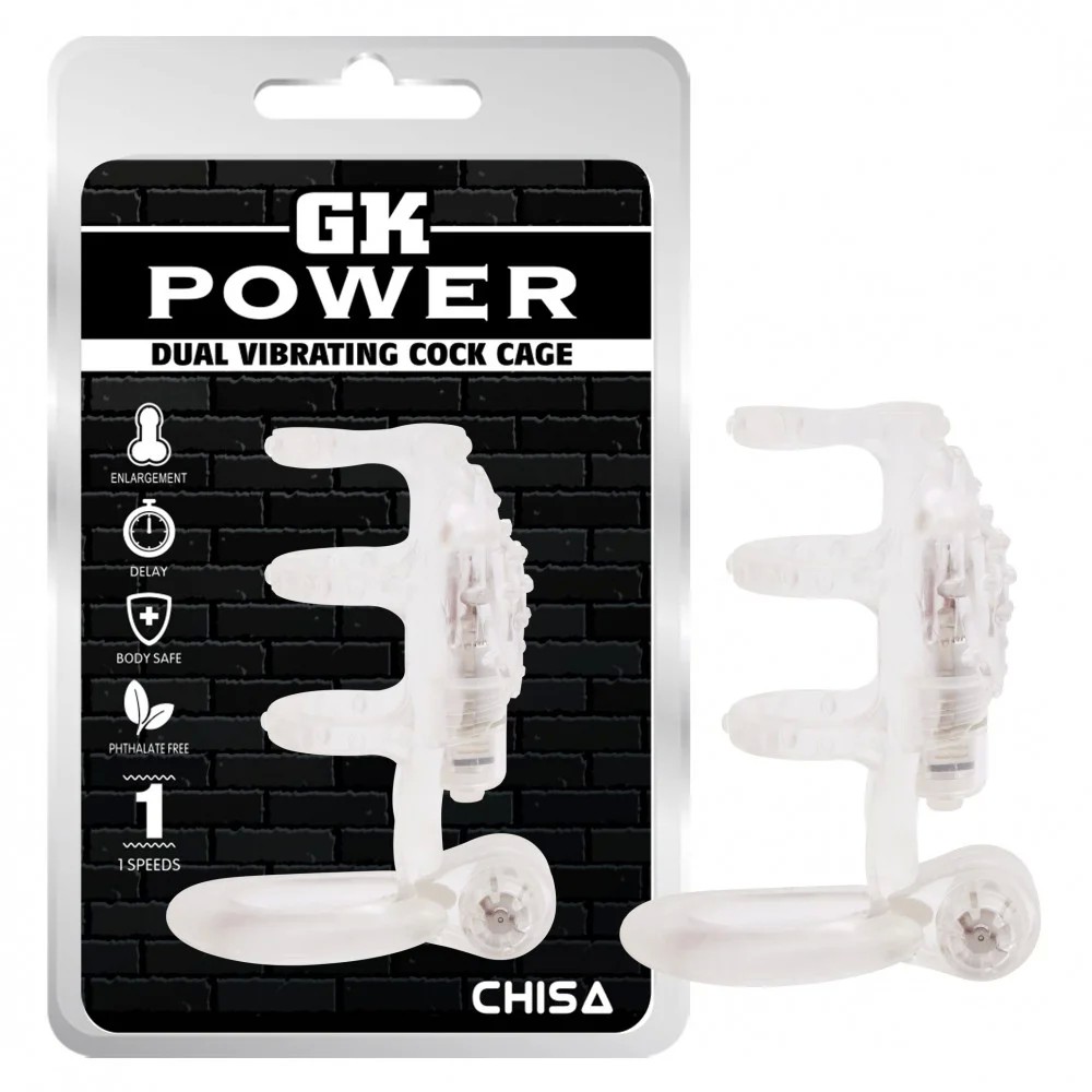    Chisa DUAL VIBRATING COCK CAGE CLEAR, 8  3 