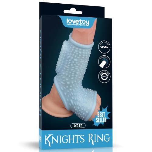  -     Vibrating Drip Knights Ring With Scrotum Sleeve Blue