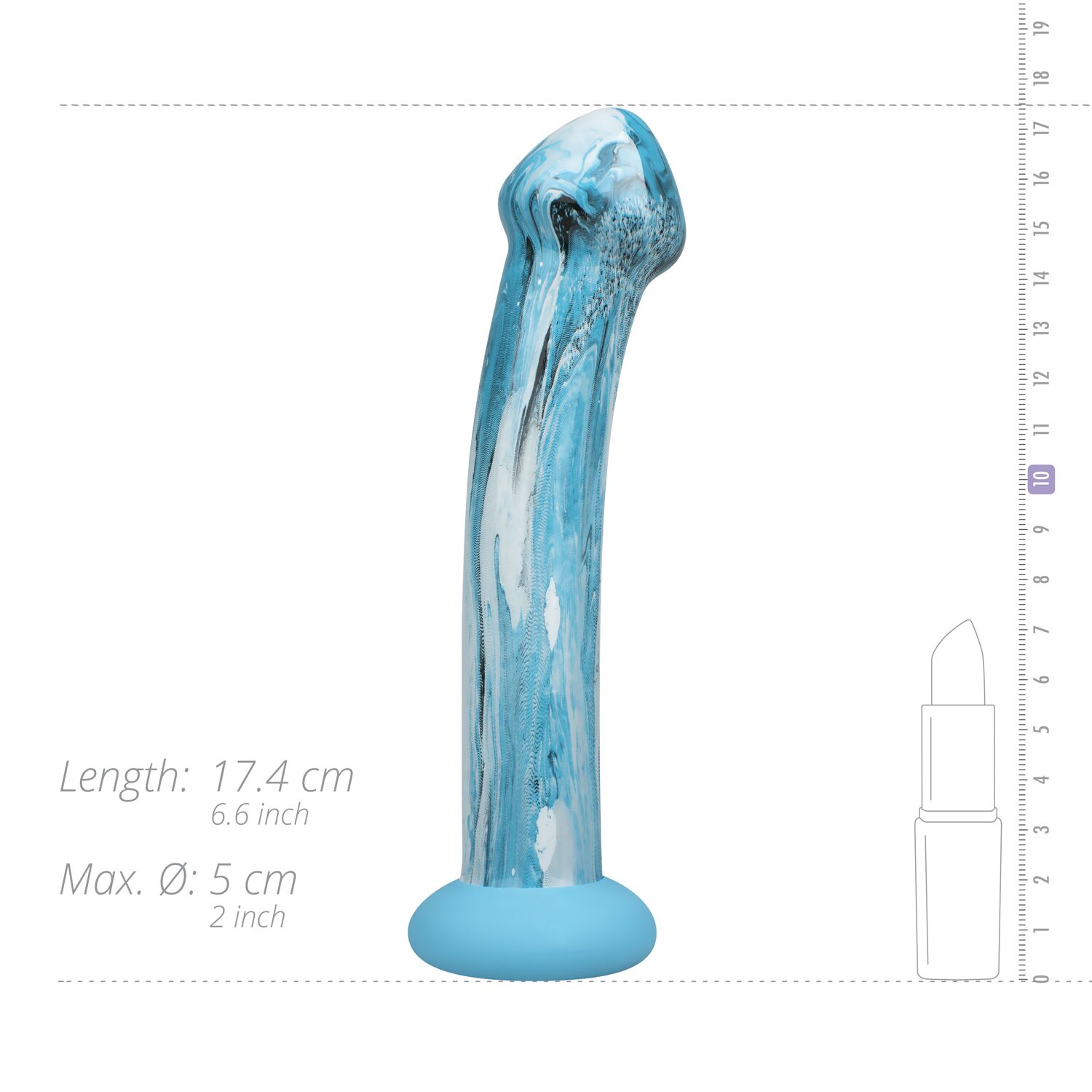   Gildo  Ocean Ripple Glass Dildo 17,4   3,8 . 