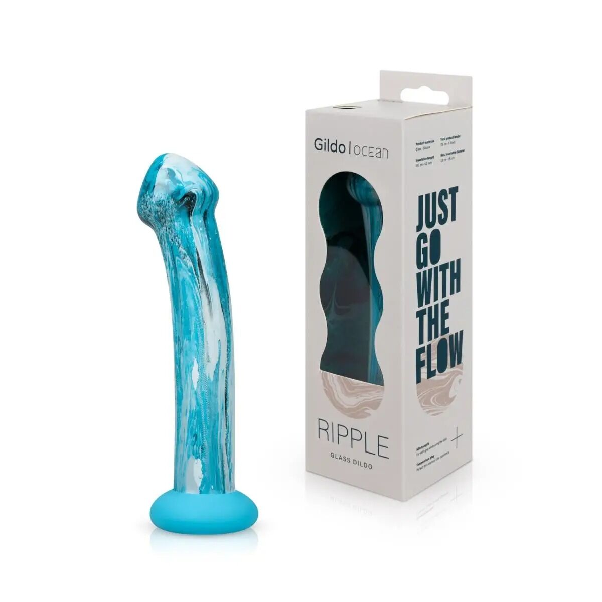   Gildo  Ocean Ripple Glass Dildo 17,4   3,8 . 