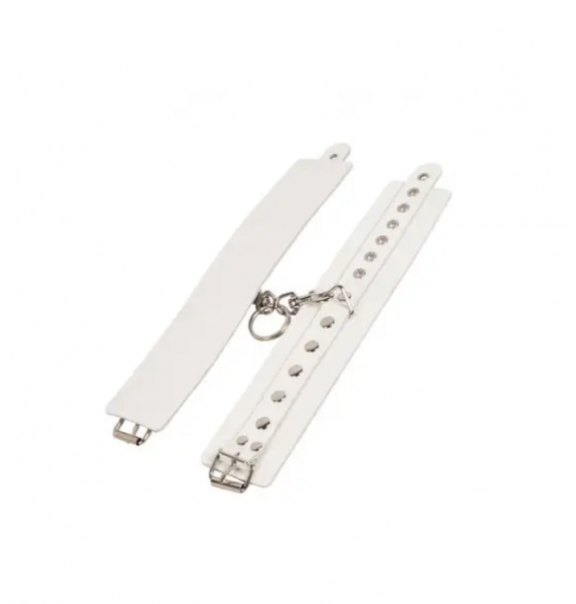   Leather Restraints Hand Cuffs, White