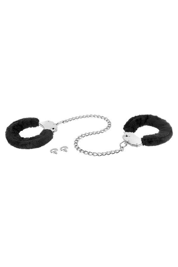   Fetish Tentation Adjustable metal and fur ankle cuffs