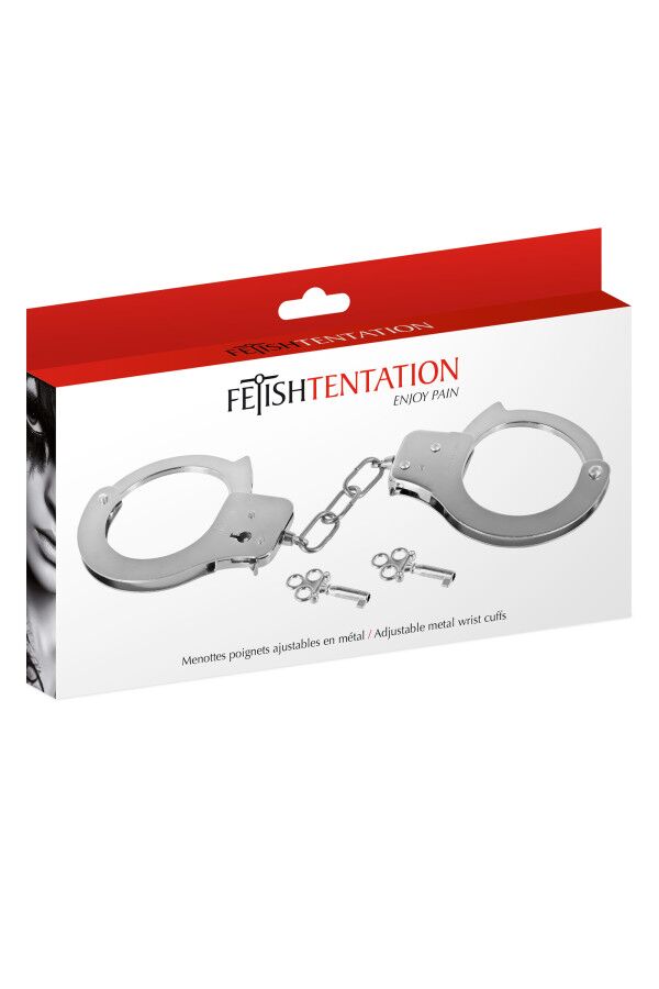   Fetish Tentation Adjustable metal wrist cuffs,  