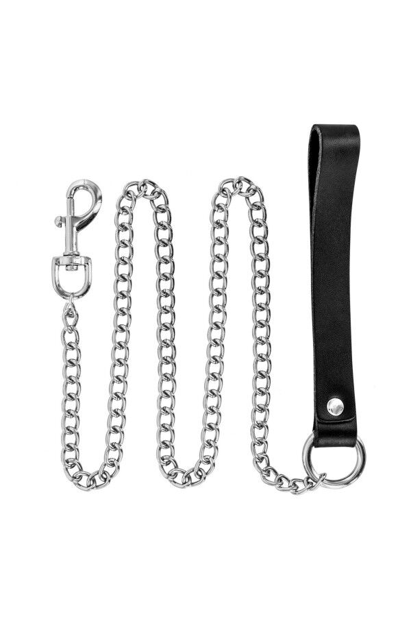   Fetish Tentation Premium Metal leash with cowhide leather wrist,  115 