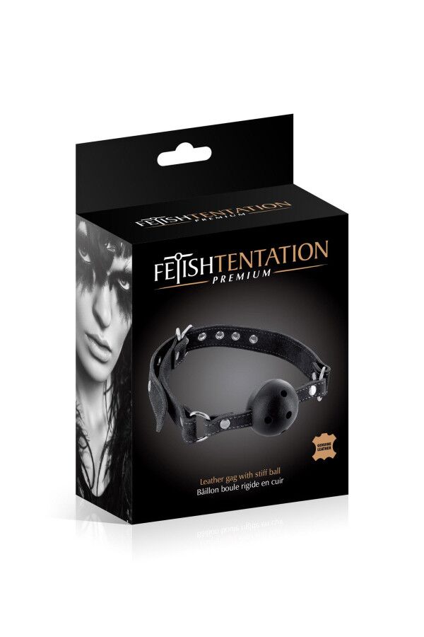  Fetish Tentation Premium Leather gag with stiff ball,   4 