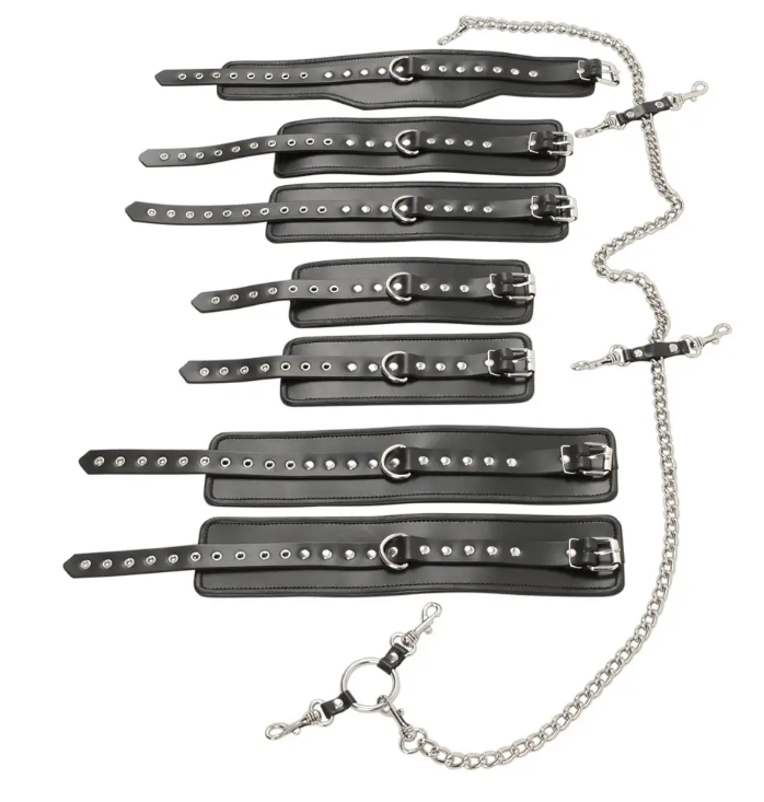      ZADO Leather Bondage set Complete, black, S / L