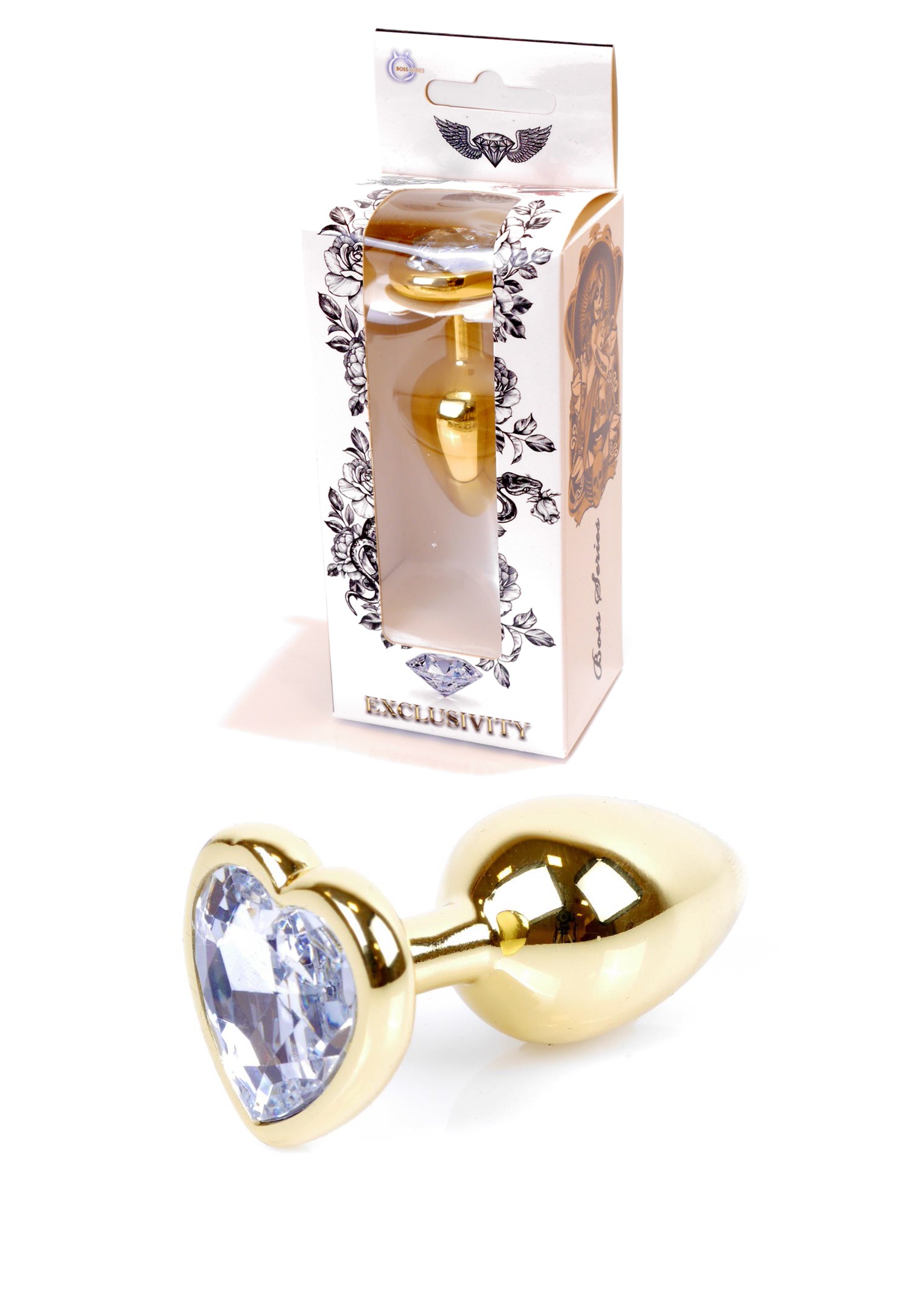   Jawellery Gold Heart PLUG-Clear