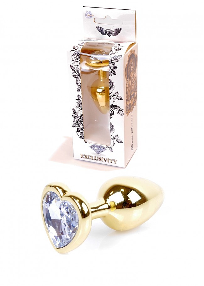   Jawellery Gold Heart PLUG-Clear