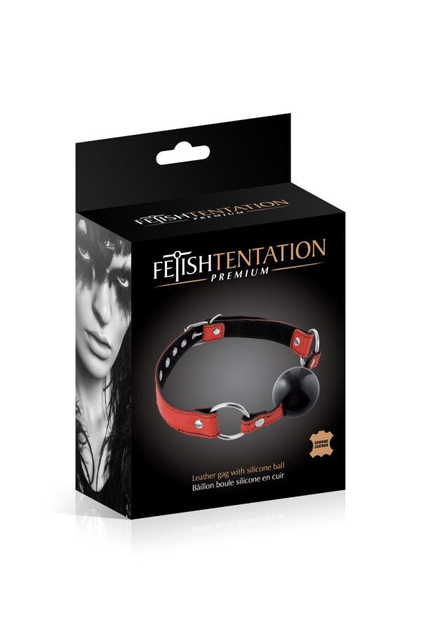   Fetish Tentation Premium Leather gag with silicone ball,  4 