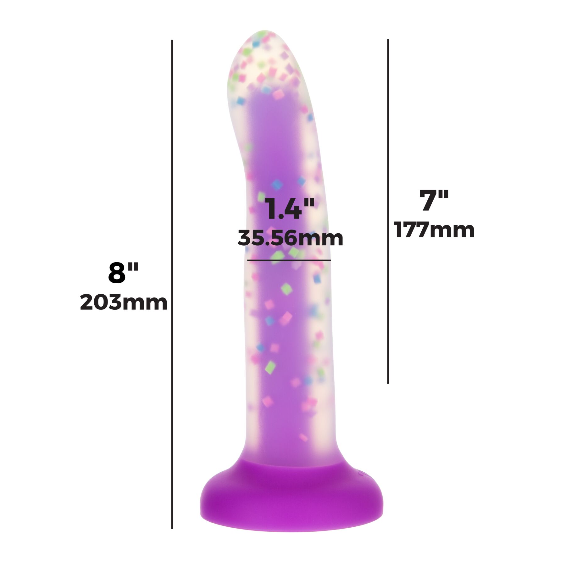     ADDICTION Rave 8, Glow in the Dark Dildo Purple Confetti, 20,3  3,6 