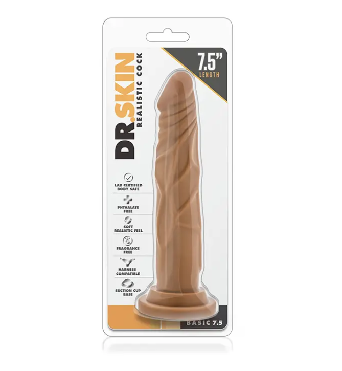  DR. SKIN REALISTIC COCK 7.5INCH MOCHA, 18  3,5 