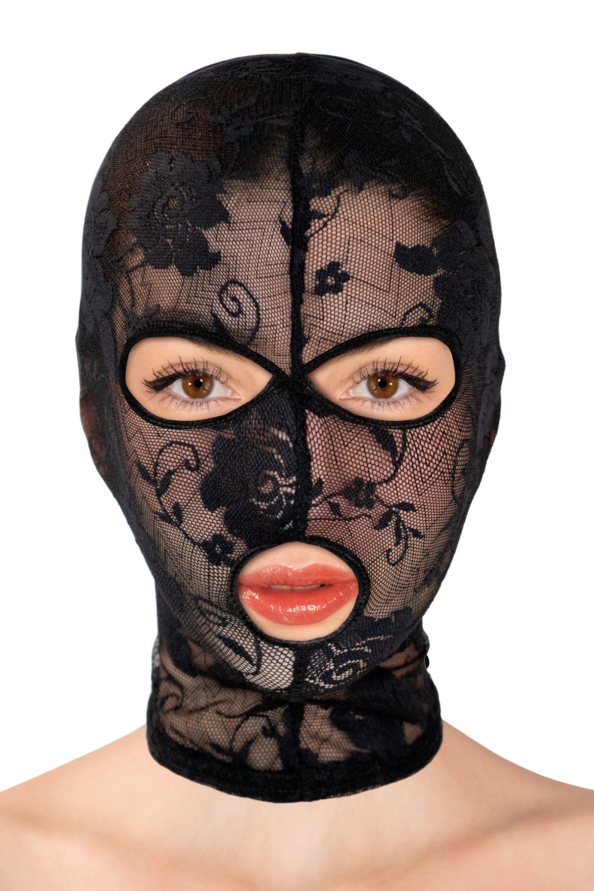 -   Fetish Tentation Patterned fishnet hood,  